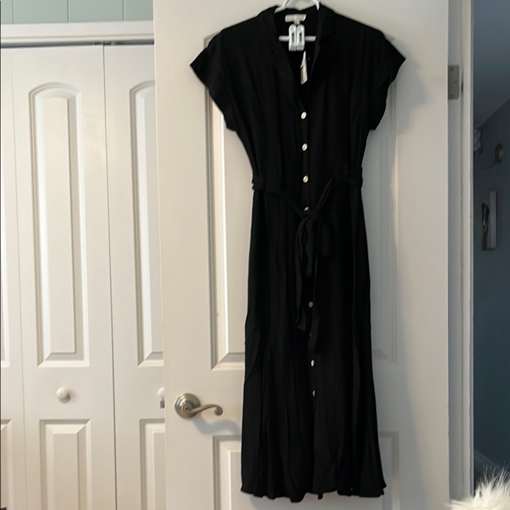 Elegant Black Button-Down Dress